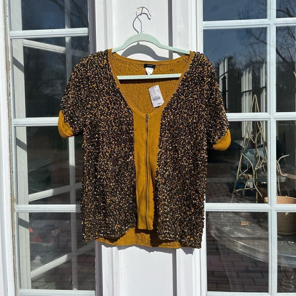J Crew Collection Sequin Zipped Cardigan Sweater NWT
